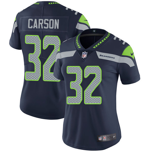 Nike Seahawks #32 Chris Carson Steel Blue Team Color Women's Stitched NFL Vapor Untouchable Limited Jersey