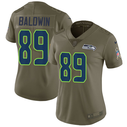 Nike Seahawks #89 Doug Baldwin Olive Women's Stitched NFL Limited 2017 Salute to Service Jersey