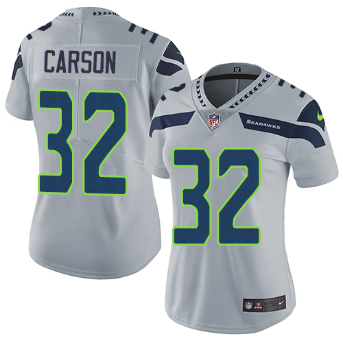 Nike Seahawks #32 Chris Carson Grey Alternate Women's Stitched NFL Vapor Untouchable Limited Jersey