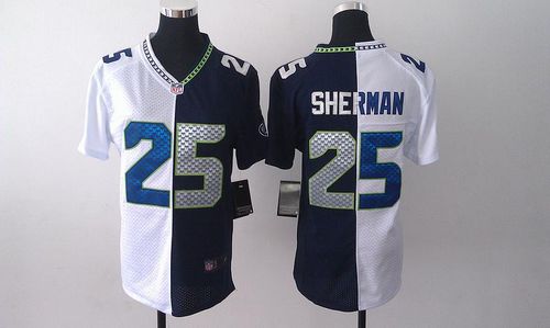 Nike Seahawks #25 Richard Sherman Steel Blue/White Women's Stitched NFL Elite Split Jersey