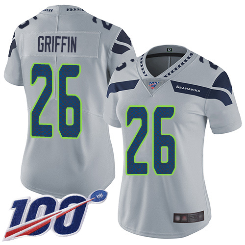 Nike Seahawks #26 Shaquem Griffin Grey Alternate Women's Stitched NFL 100th Season Vapor Limited Jersey