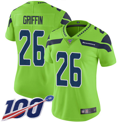 Nike Seahawks #26 Shaquem Griffin Green Women's Stitched NFL Limited Rush 100th Season Jersey