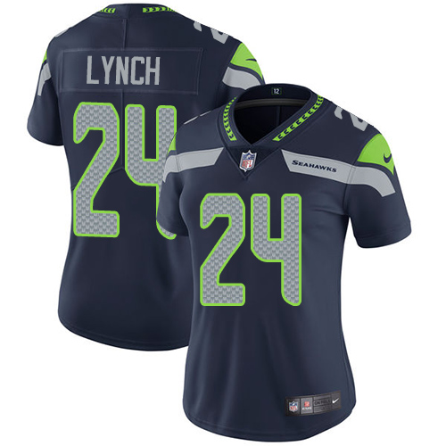 Nike Seahawks #24 Marshawn Lynch Steel Blue Team Color Women's Stitched NFL Vapor Untouchable Limited Jersey