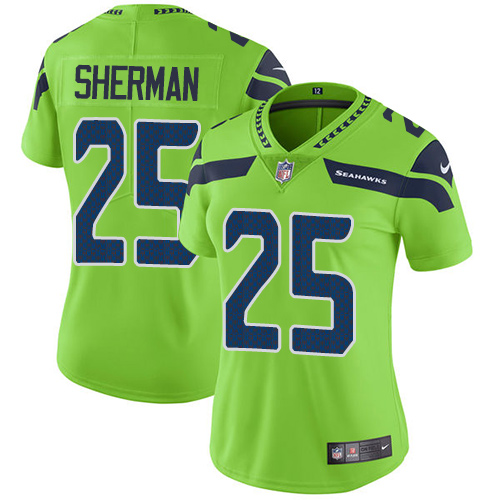 Nike Seahawks #25 Richard Sherman Green Women's Stitched NFL Limited Rush Jersey