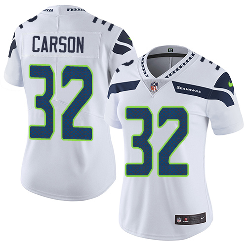 Nike Seahawks #32 Chris Carson White Women's Stitched NFL Vapor Untouchable Limited Jersey