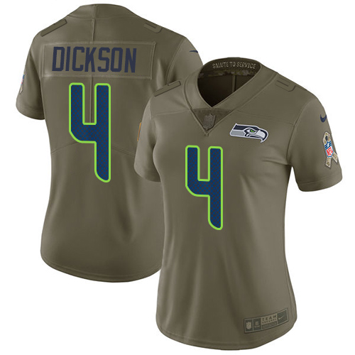 Nike Seahawks #4 Michael Dickson Olive Women's Stitched NFL Limited 2017 Salute to Service Jersey