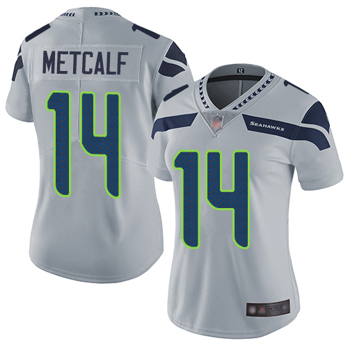 Nike Seahawks #14 D.K. Metcalf Grey Alternate Women's Stitched NFL Vapor Untouchable Limited Jersey