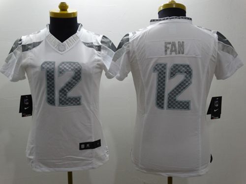Nike Seahawks #12 Fan White Women's Stitched NFL Limited Platinum Jersey