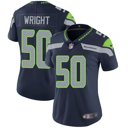 Nike Seahawks #50 K.J. Wright Steel Blue Team Color Women's Stitched NFL Vapor Untouchable Limited Jersey