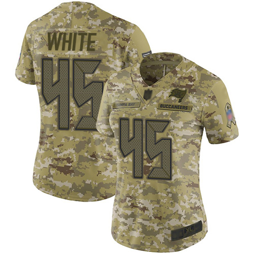 Nike Buccaneers #45 Devin White Camo Women's Stitched NFL Limited 2018 Salute to Service Jersey