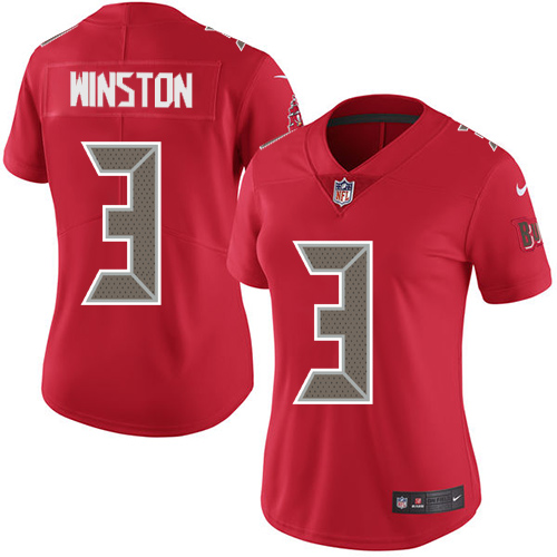 Nike Buccaneers #3 Jameis Winston Red Women's Stitched NFL Limited Rush Jersey