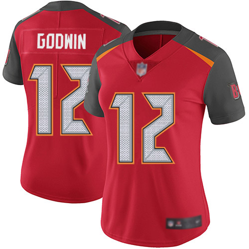 Nike Buccaneers #12 Chris Godwin Red Team Color Women's Stitched NFL Vapor Untouchable Limited Jersey