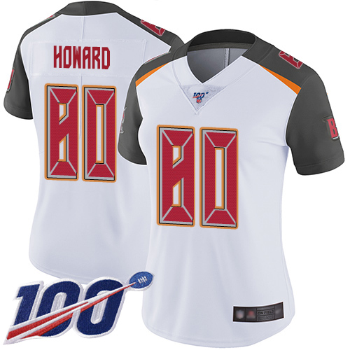 Nike Buccaneers #80 O. J. Howard White Women's Stitched NFL 100th Season Vapor Limited Jersey