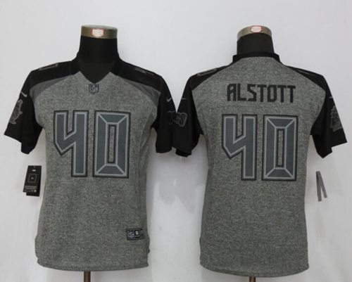 Nike Buccaneers #40 Mike Alstott Gray Women's Stitched NFL Limited Gridiron Gray Jersey