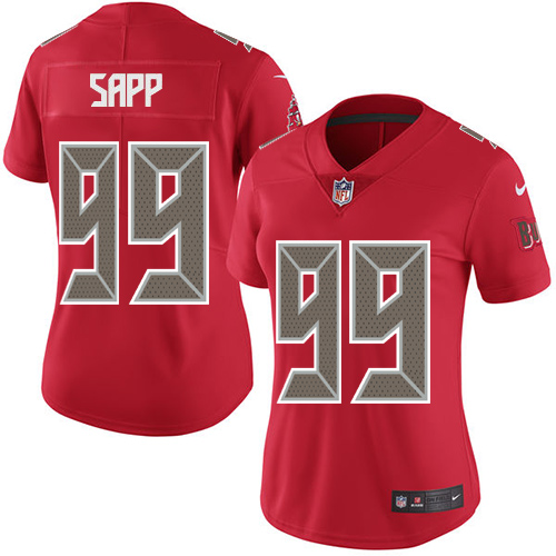 Nike Buccaneers #99 Warren Sapp Red Women's Stitched NFL Limited Rush Jersey
