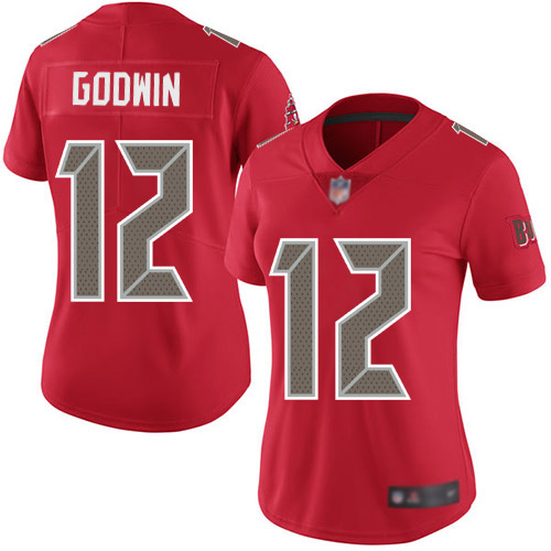 Nike Buccaneers #12 Chris Godwin Red Women's Stitched NFL Limited Rush Jersey