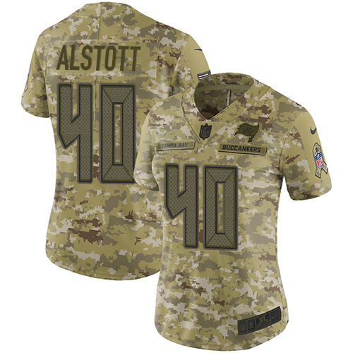 Nike Buccaneers #40 Mike Alstott Camo Women's Stitched NFL Limited 2018 Salute to Service Jersey