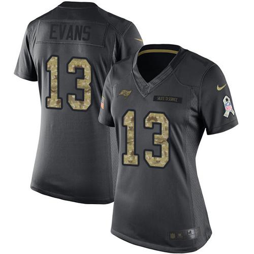 Nike Buccaneers #13 Mike Evans Black Women's Stitched NFL Limited 2016 Salute to Service Jersey
