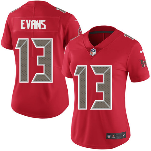 Nike Buccaneers #13 Mike Evans Red Women's Stitched NFL Limited Rush Jersey