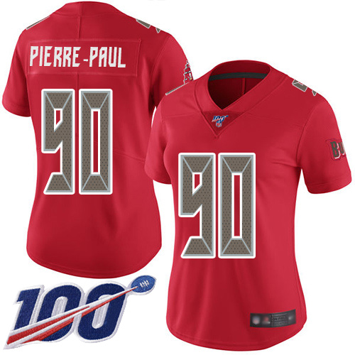 Nike Buccaneers #90 Jason Pierre-Paul Red Women's Stitched NFL Limited Rush 100th Season Jersey