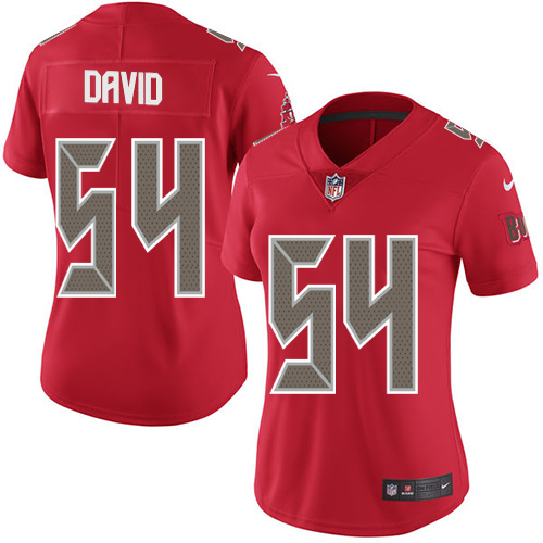 Nike Buccaneers #54 Lavonte David Red Women's Stitched NFL Limited Rush Jersey