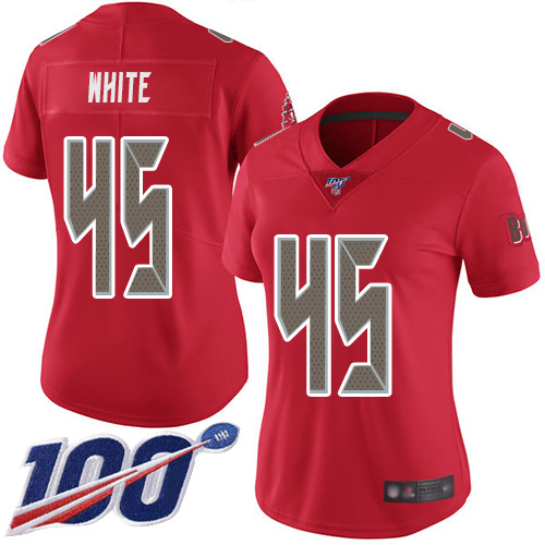 Nike Buccaneers #45 Devin White Red Women's Stitched NFL Limited Rush 100th Season Jersey
