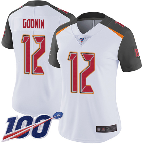 Nike Buccaneers #12 Chris Godwin White Women's Stitched NFL 100th Season Vapor Limited Jersey