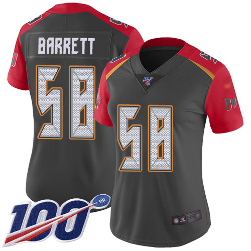 Nike Buccaneers #58 Shaquil Barrett Gray Women's Stitched NFL Limited Inverted Legend 100th Season Jersey