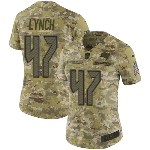 Nike Buccaneers #47 John Lynch Camo Women's Stitched NFL Limited 2018 Salute to Service Jersey