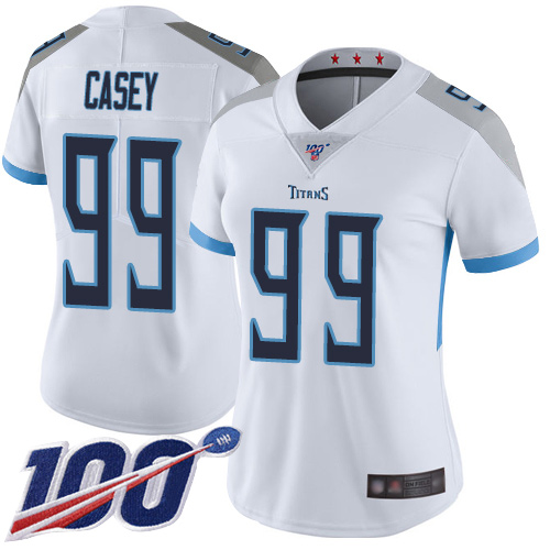 Nike Titans #99 Jurrell Casey White Women's Stitched NFL 100th Season Vapor Limited Jersey