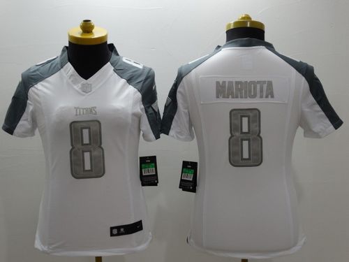Nike Titans #8 Marcus Mariota White Women's Stitched NFL Limited Platinum Jersey