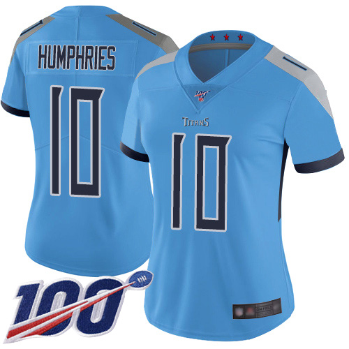 Nike Titans #10 Adam Humphries Light Blue Alternate Women's Stitched NFL 100th Season Vapor Limited Jersey