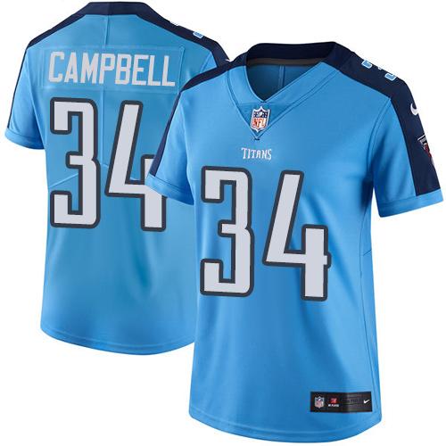 Nike Titans #34 Earl Campbell Light Blue Women's Stitched NFL Limited Rush Jersey