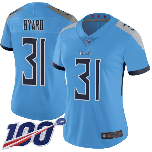 Nike Titans #31 Kevin Byard Light Blue Alternate Women's Stitched NFL 100th Season Vapor Limited Jersey