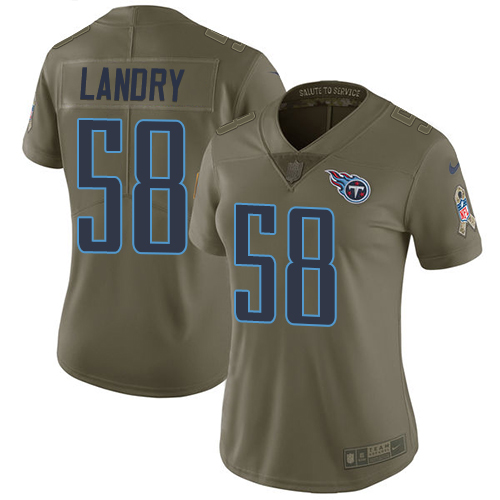 Nike Titans #58 Harold Landry Olive Women's Stitched NFL Limited 2017 Salute to Service Jersey