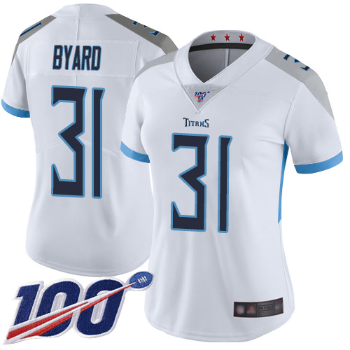 Nike Titans #31 Kevin Byard White Women's Stitched NFL 100th Season Vapor Limited Jersey