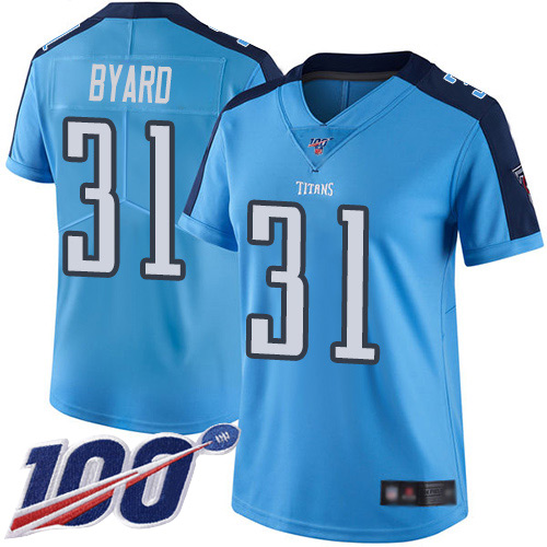 Nike Titans #31 Kevin Byard Light Blue Women's Stitched NFL Limited Rush 100th Season Jersey