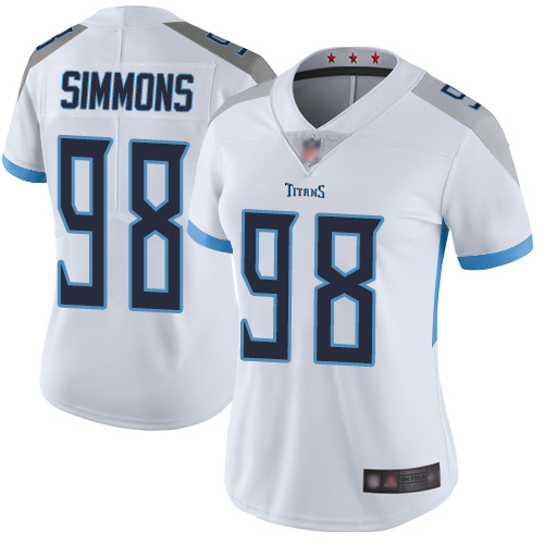 Nike Titans #98 Jeffery Simmons White Women's Stitched NFL Vapor Untouchable Limited Jersey