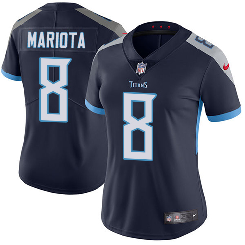 Nike Titans #8 Marcus Mariota Navy Blue Team Color Women's Stitched NFL Vapor Untouchable Limited Jersey