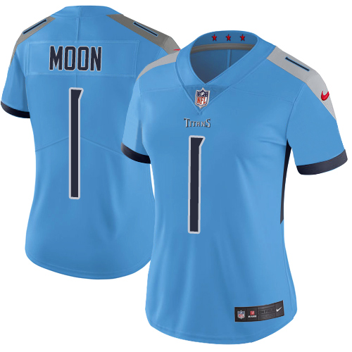 Nike Titans #1 Warren Moon Light Blue Alternate Women's Stitched NFL Vapor Untouchable Limited Jersey