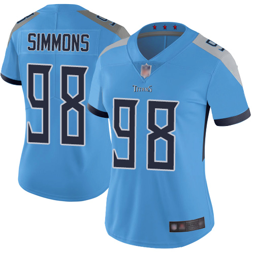 Nike Titans #98 Jeffery Simmons Light Blue Alternate Women's Stitched NFL Vapor Untouchable Limited Jersey