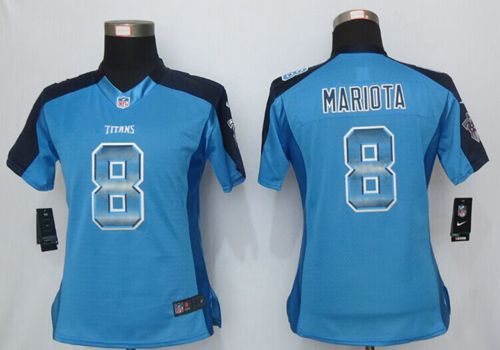 Nike Titans #8 Marcus Mariota Light Blue Alternate Women's Stitched NFL Elite Strobe Jersey