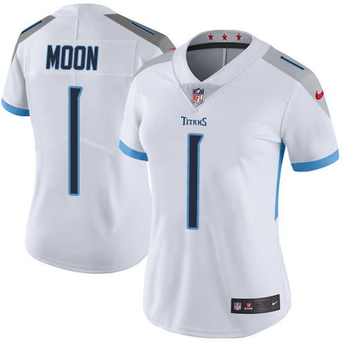 Nike Titans #1 Warren Moon White Women's Stitched NFL Vapor Untouchable Limited Jersey