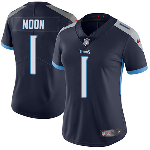 Nike Titans #1 Warren Moon Navy Blue Team Color Women's Stitched NFL Vapor Untouchable Limited Jersey