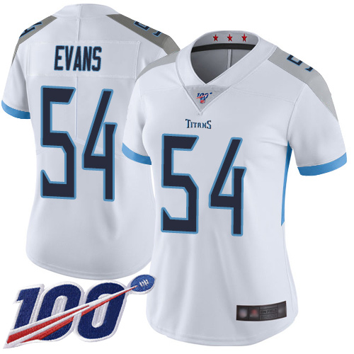 Nike Titans #54 Rashaan Evans White Women's Stitched NFL 100th Season Vapor Limited Jersey