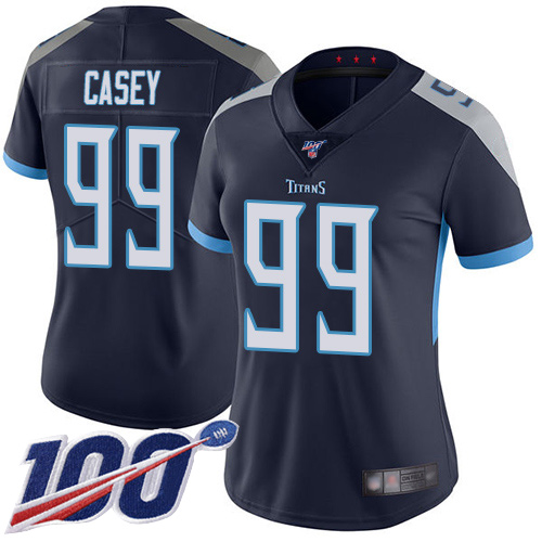 Nike Titans #99 Jurrell Casey Navy Blue Team Color Women's Stitched NFL 100th Season Vapor Limited Jersey