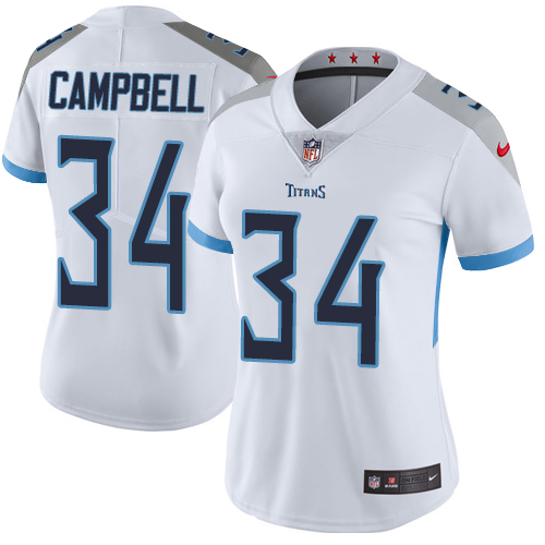 Nike Titans #34 Earl Campbell White Women's Stitched NFL Vapor Untouchable Limited Jersey
