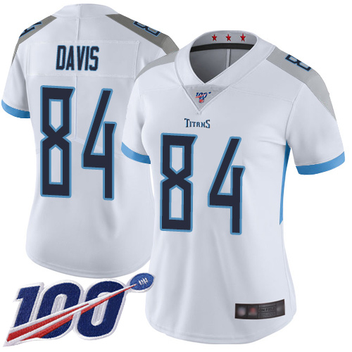Nike Titans #84 Corey Davis White Women's Stitched NFL 100th Season Vapor Limited Jersey