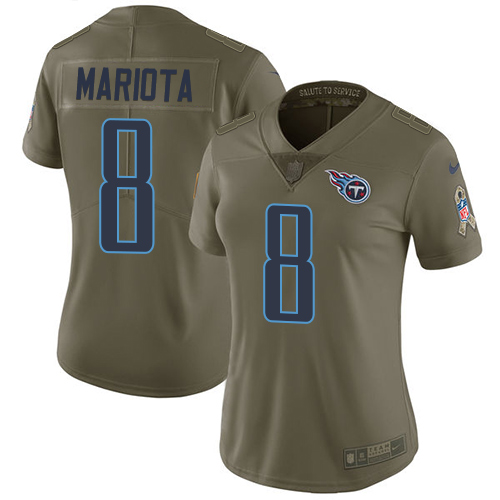 Nike Titans #8 Marcus Mariota Olive Women's Stitched NFL Limited 2017 Salute to Service Jersey