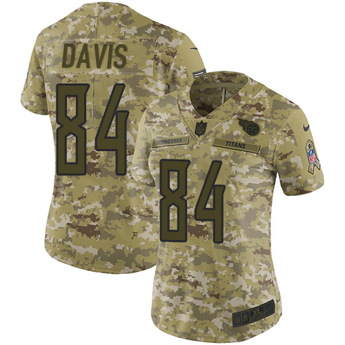 Nike Titans #84 Corey Davis Camo Women's Stitched NFL Limited 2018 Salute to Service Jersey